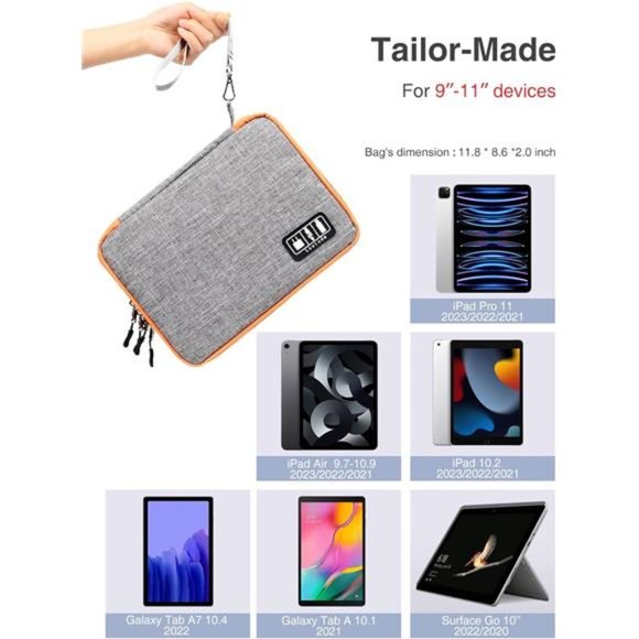 Large Electronics Organizer, 11" Travel Cord Organizer, Cable Organizer Bag - Picture 4 of 6